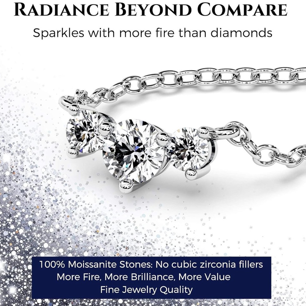 Sigalit - Moissanite Necklace for Women Three-Stone